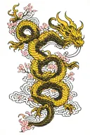 Dragons Japanese cherry blossom tree water  tattoo design idea