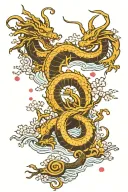 Dragons Japanese cherry blossom tree water  tattoo design idea