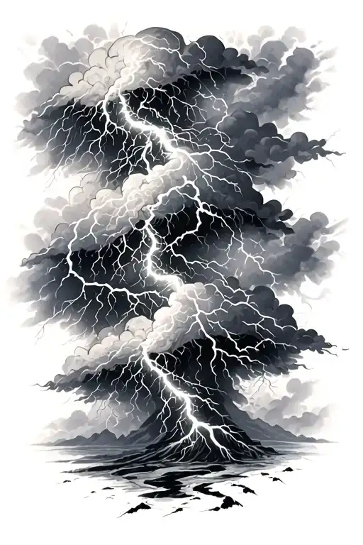 thunder storm tattoo design idea