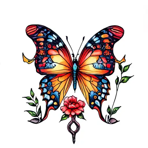 butterfly & Wishbone  tattoo design idea
