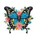 butterfly & Wishbone  tattoo design idea