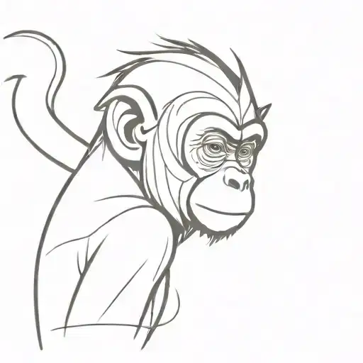 monkey in anime style tattoo design idea