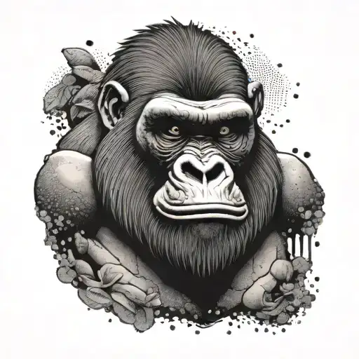 open jaw gorilla on knee tattoo design idea