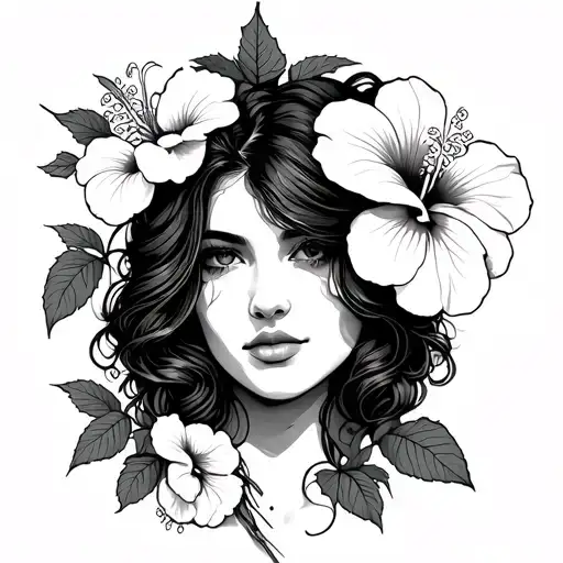 Brianna Denaye with hibiscus flowers and vineyard  tattoo design idea