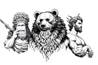 Dionysus, Hephaestus, Aeolus, and Hades God Menly bear  tattoo design idea