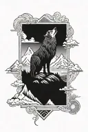 wolf and mountains rising Phoenix tattoo design idea