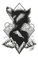 wolf and mountains rising Phoenix tattoo design idea