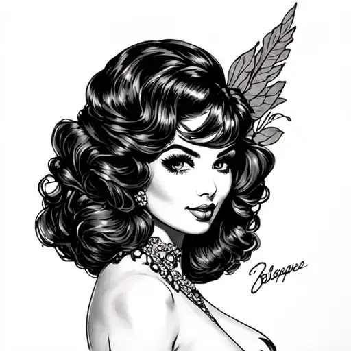 Black Pinup Girl tattoo design idea