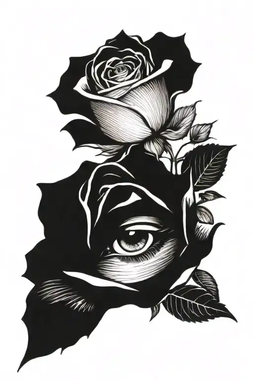 choosing between an eye and a rose tattoo design idea
