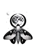 death moth with moon phases tattoo design idea