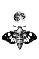 death moth with moon phases tattoo design idea