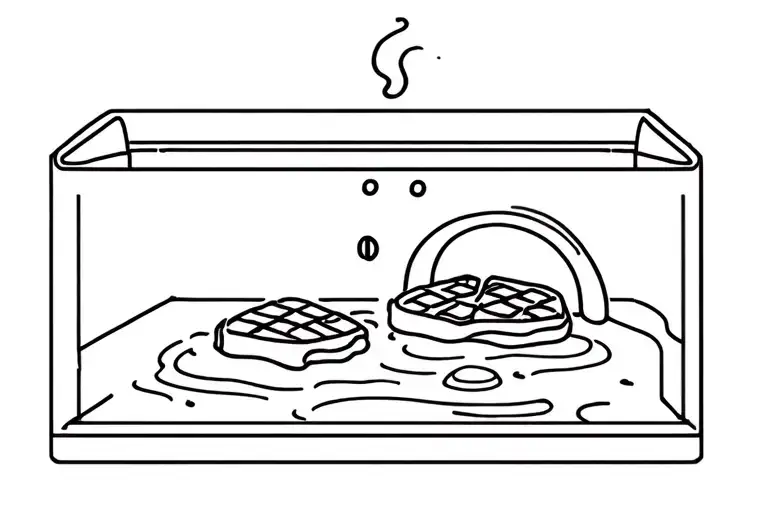square jacuzzi with two semicircle waffles inside it tattoo design idea