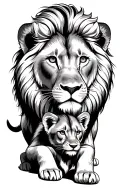 lion protecting cub looking tattoo design idea