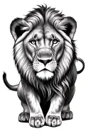 lion protecting cub looking tattoo design idea