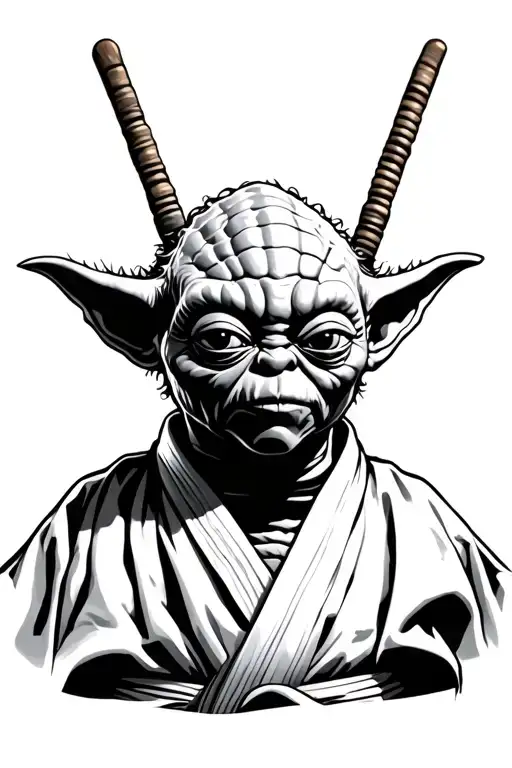 mr. Yoda in white Gi (BJJ) tattoo design idea