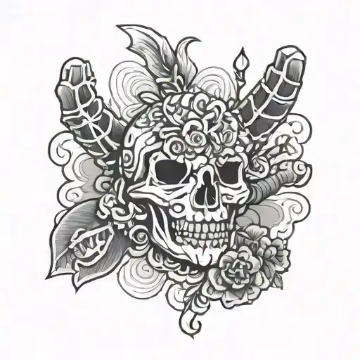 Japanese Memento Mori Hand Of David tattoo design idea