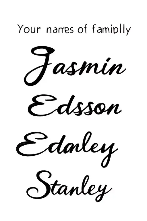 "Jasmin Edison Stanley " names of your family members tattoo design idea