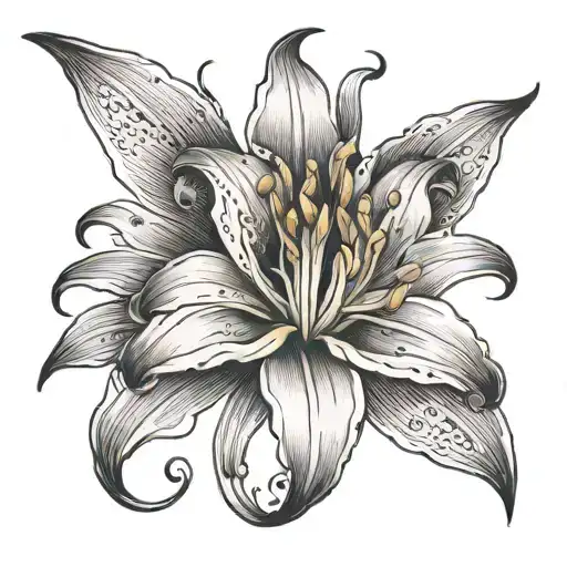 bosnian golden lily tattoo design idea