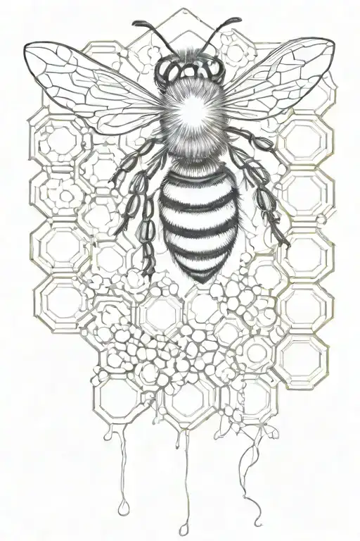 bumble bee on honeycomb tattoo design idea
