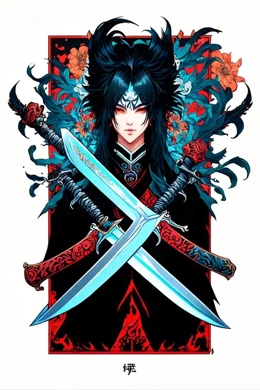 Demon Slayer swords crossed tattoo design idea