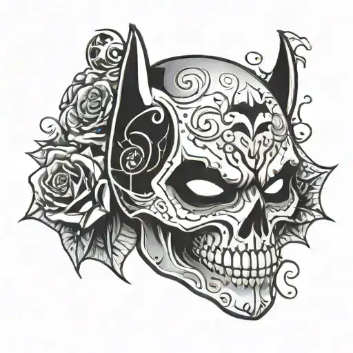 batman candy skull tattoo design idea