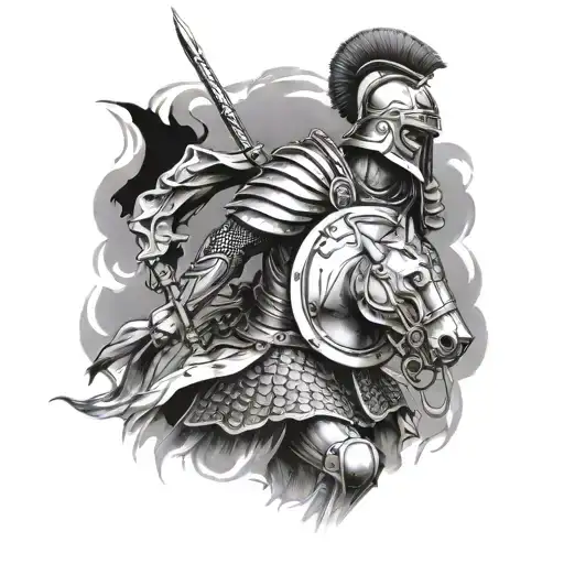 centurion approaching battle tattoo design idea