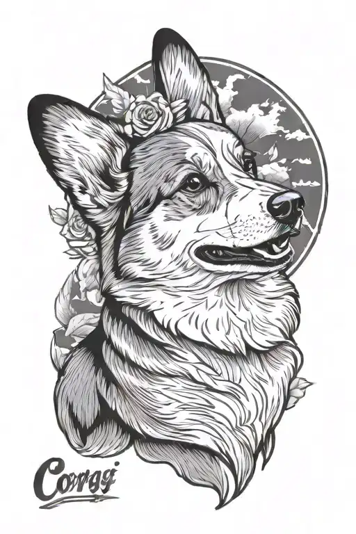 september, corgi tattoo design idea