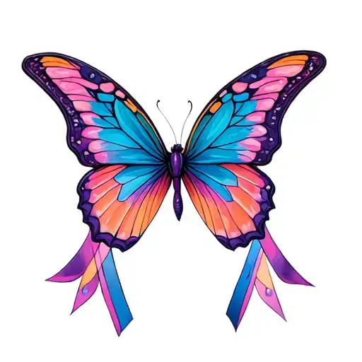 butterfly horse shoe  ribbon good luck chandelier  tattoo design idea