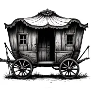 gypsy wagon home tattoo design idea