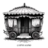 gypsy wagon home tattoo design idea