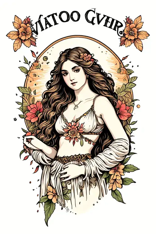 Virgo maiden holding tattoo design idea