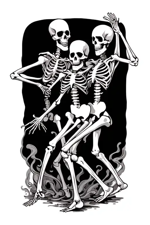 dancing skeletons tattoo design idea