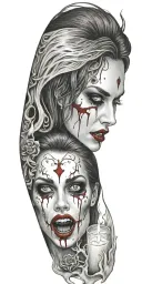 vampire blood women candle burning tattoo design idea