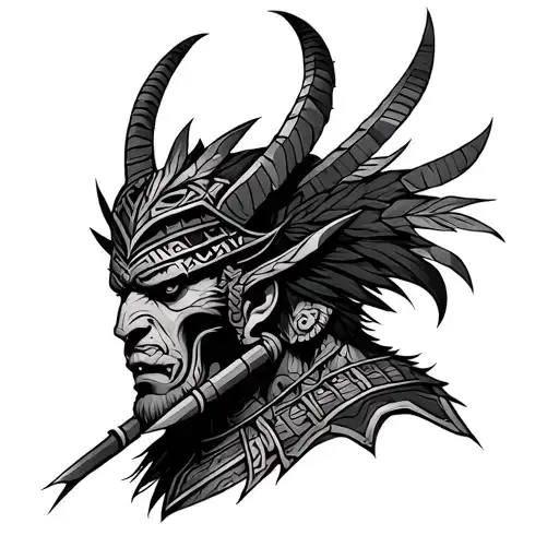 demon aztec warrior tattoo design idea