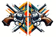 two revolvers crossing tattoo design idea