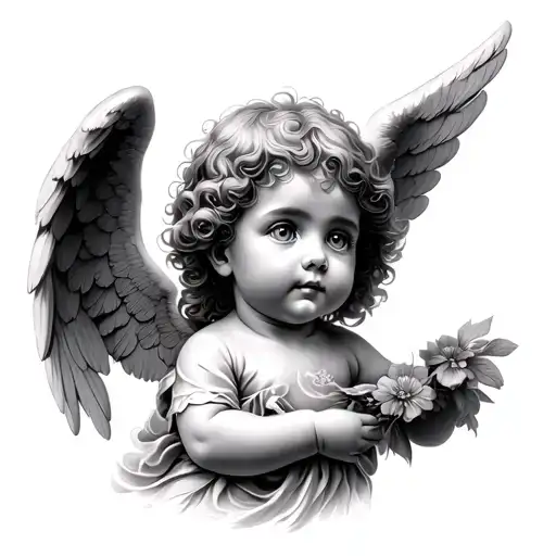 cherub angel child tattoo design idea