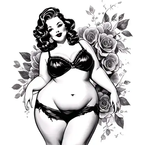 Chubby Pin Up Girl tattoo design idea