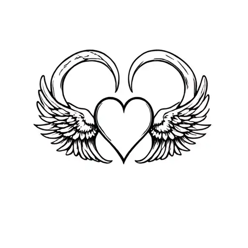 heart with wings and horns tattoo design idea