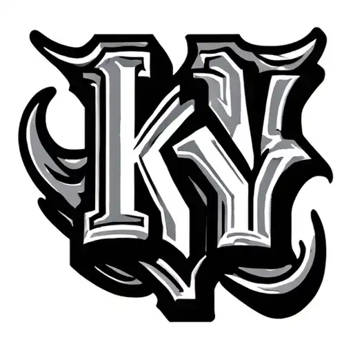 Simple cattle brand with the letters "KY" tattoo design idea