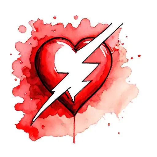 create a tattoo that has a heart with a lightning bolt through it with Disney Chippendale on either side of the heart tattoo design idea