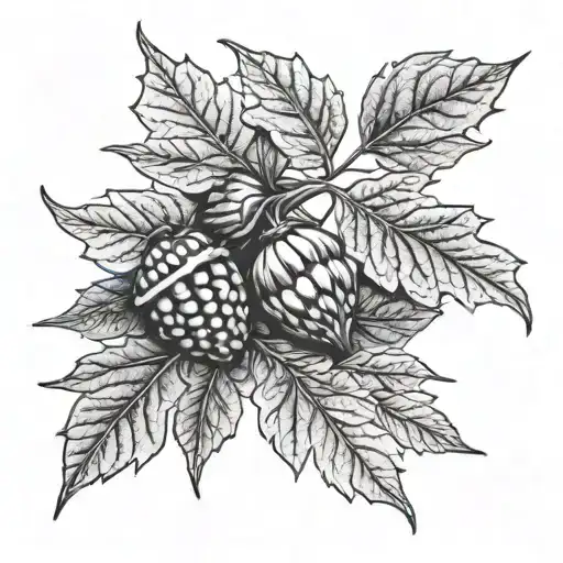 acorn, maple seed, and beech tree seed pods tattoo design idea