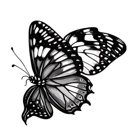 2 small different butterflies from the side at an angle on top of each other with a little distance tattoo design idea