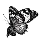 2 small different butterflies from the side at an angle on top of each other with a little distance tattoo design idea