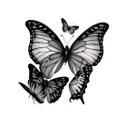 2 small different butterflies from the side at an angle on top of each other with a little distance tattoo design idea