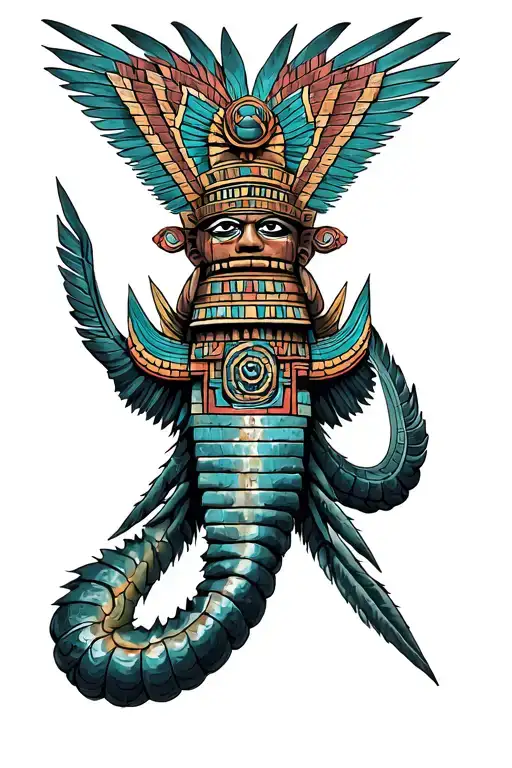 Ajolote Azteca temple covered tattoo design idea