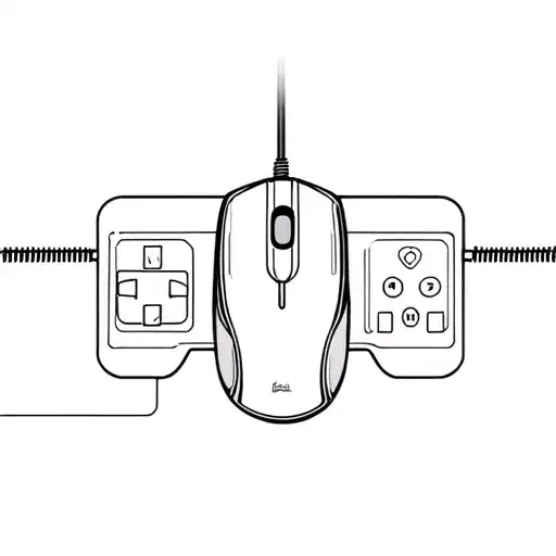computer mouse and console connected with wire tattoo design idea