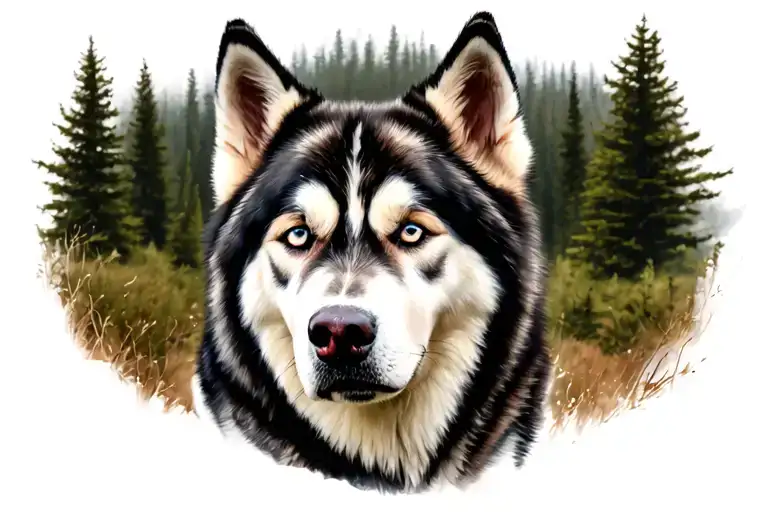 patte de Husky Siberian leaving tattoo design idea