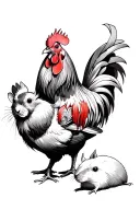 a rooster and a rat japanese style tattoo design idea
