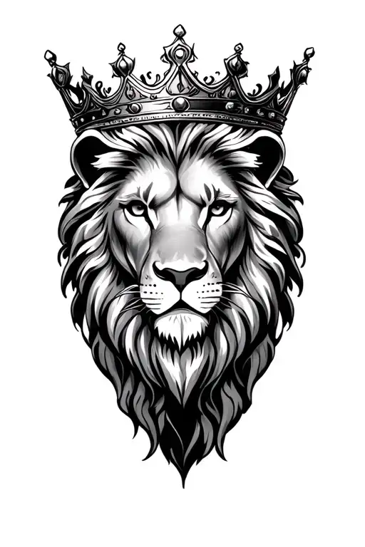 lion crown calf sleeve tattoo design idea