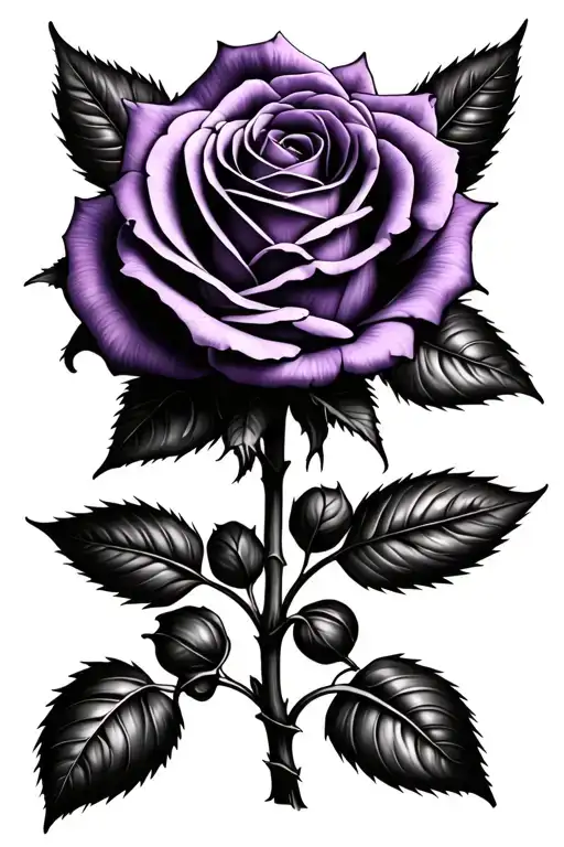 A single purple rose tattoo design idea